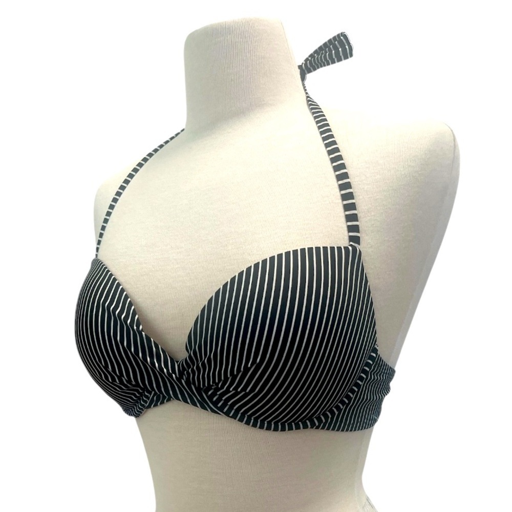 Shade & Shore Black and White Striped Bikini Top